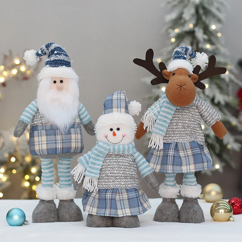 New Christmas decorations Telescopic Doll Sitting snowman holiday house table Decor cute doll kids toy ornaments Christmas Doll