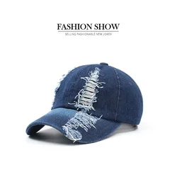 Korean style wash made old cowboy baseball cap spring and autumn broken hole retro hip hop snapback cap