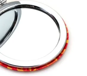 Wholesale Portable Orange Color Pocket Mirror Small Size Plastic Round Compact Travel Makeup Mirror Suitable for Gift Giving