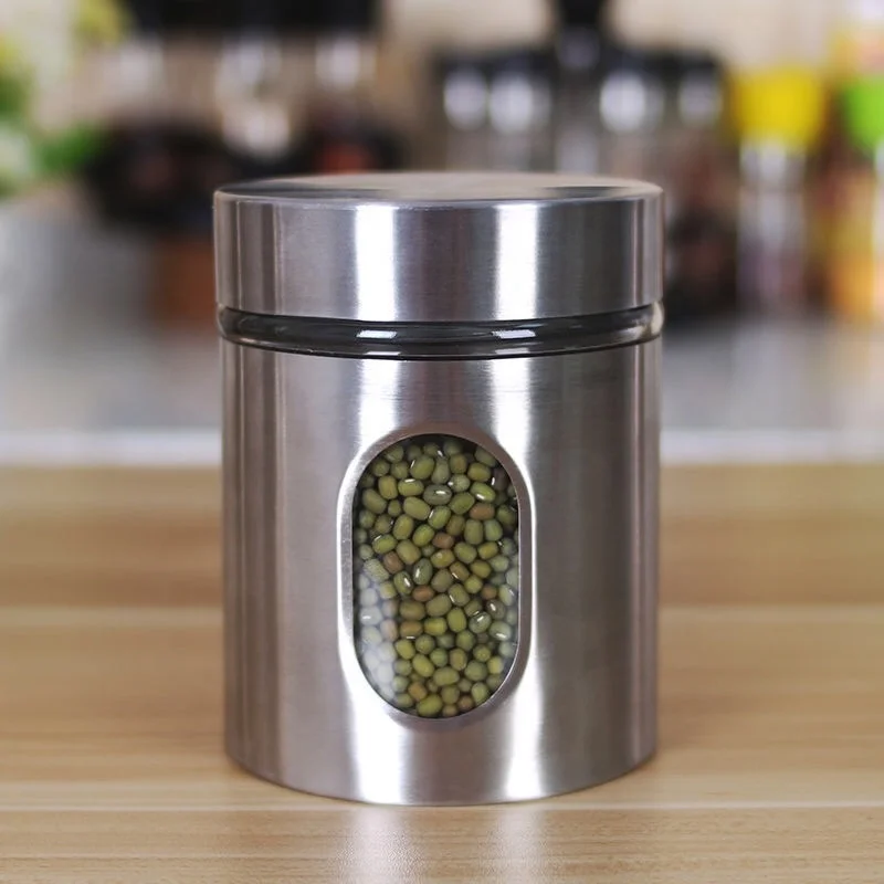 Glass Kitchen Storage Jar for Countertop with Air Tight Container Lid Stainless Steel canister