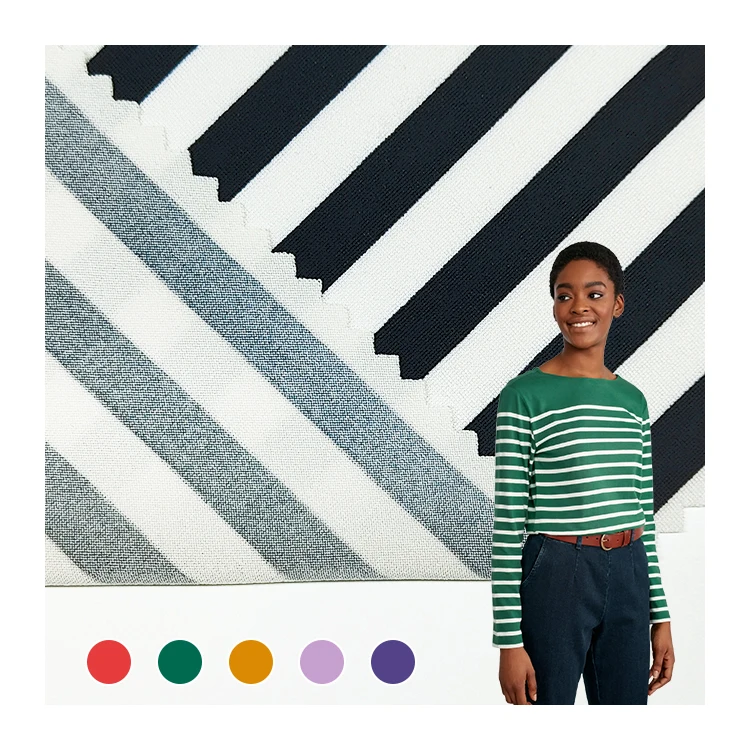 New Style Stretch Black And White Stripe Fabric, High Stretch Recycled Polyester Material Striped Fabric/