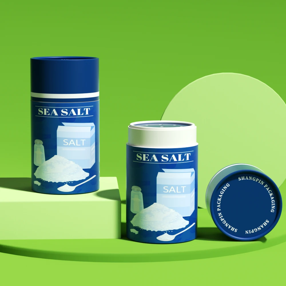 Biodegradable Cardboard Powder Container Paper Tube Cylinder CMYK Printing Salt Packaging Tube With Shaker Sifter