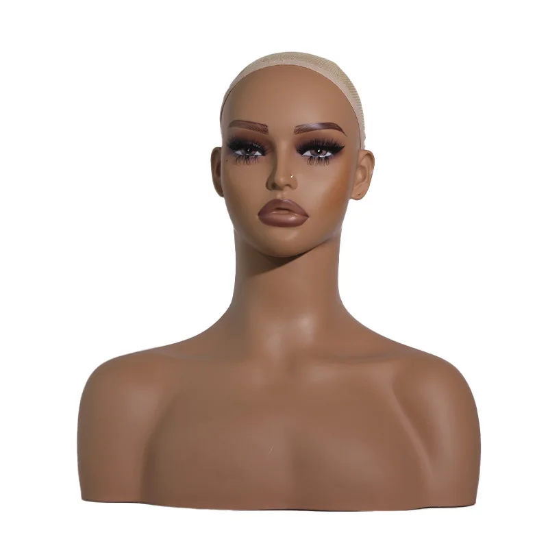 Black skin mold head Glasses hat wig show head mold PVC prop model