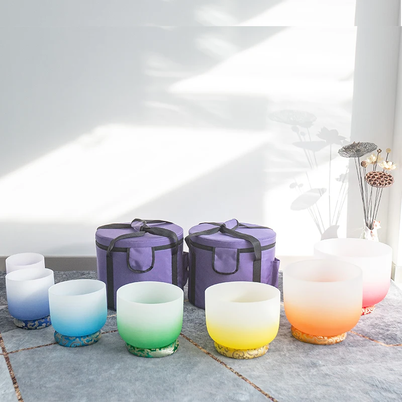 6-12inch Frosted Quartz  Crystal Singing Bowl sound healing sound healing chakra bowl set