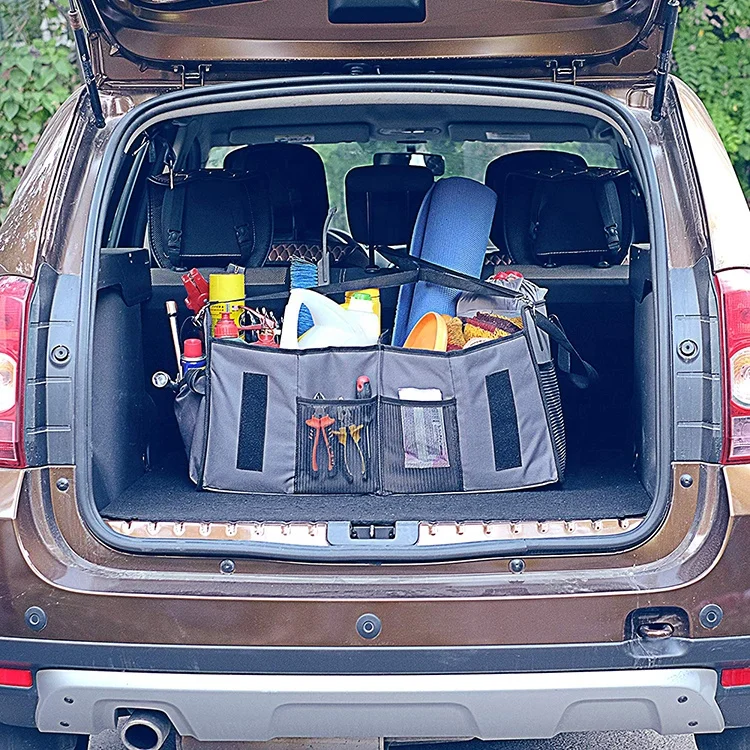 Modern Single Tier Glossy Finish Fabric Car Storage Caddy Organizer Multi-Function Food & Tool Storage Back Seat Bag for Travel