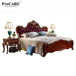 Royal Italy Luxury Classical Golden Color King Size Bed Antique Elegant Bedroom Room Furnitureking Size Bed