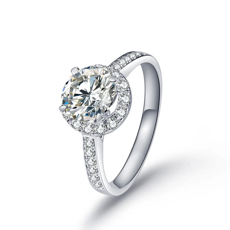 14K белое золото модные роскошные обручальные кольца 1.0CT круглой формы лабораторное выращенное кольцо с бриллиантами ювелирные изделия