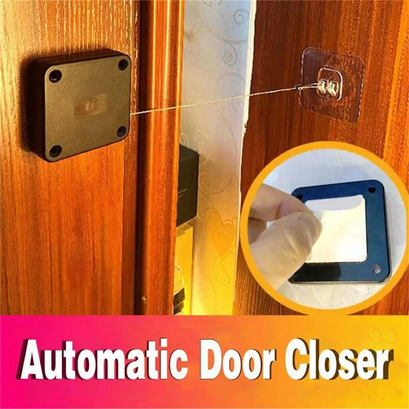 Automatic Door Closer Punch-free Automatically Close For Sliding Door Glass Door Sensor Closer 500G Tension Closing Device