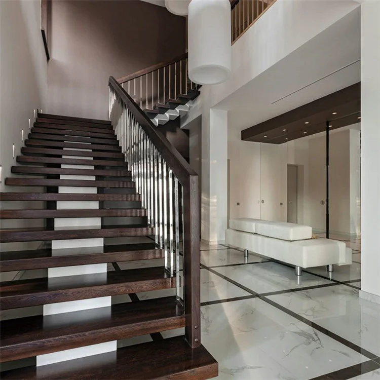 Ace Factory Sale Double Beam Stringer Stairs New Products Outdoor Wooden Stairs Good Selling Straight Staircase