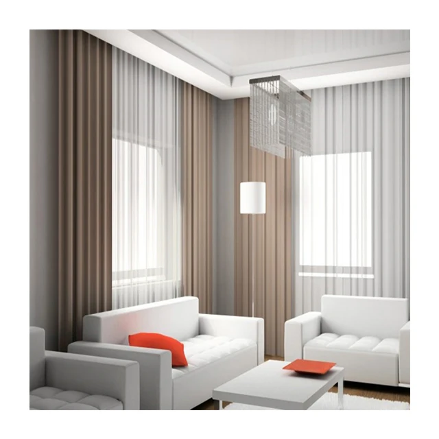 Double Sheer Curtain Wholesale 100% Polyester Drapery Sun Shade For Hotel