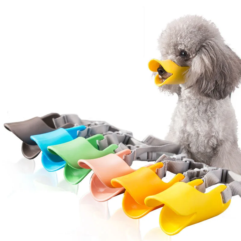 Soft Silicone Duckbill Mouth Cover Pet  Anti-biting Adjustable Safety Little Dog Muzzle Leather Silicone Dog Muzzles