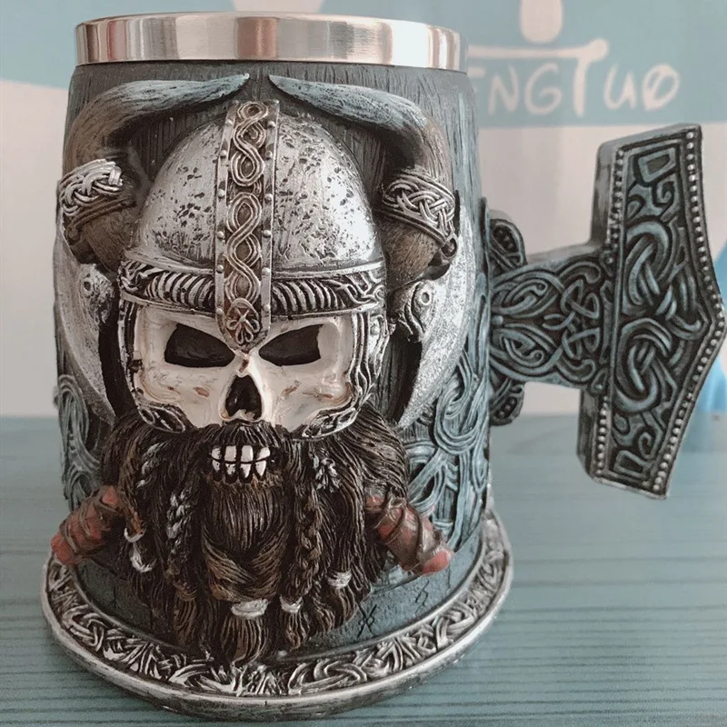 Panker ouc Viking Пиратская кружка для питья средневековая с черепом креативная кофейная из нержавеющей стали пивные кружки со съемной чашкой