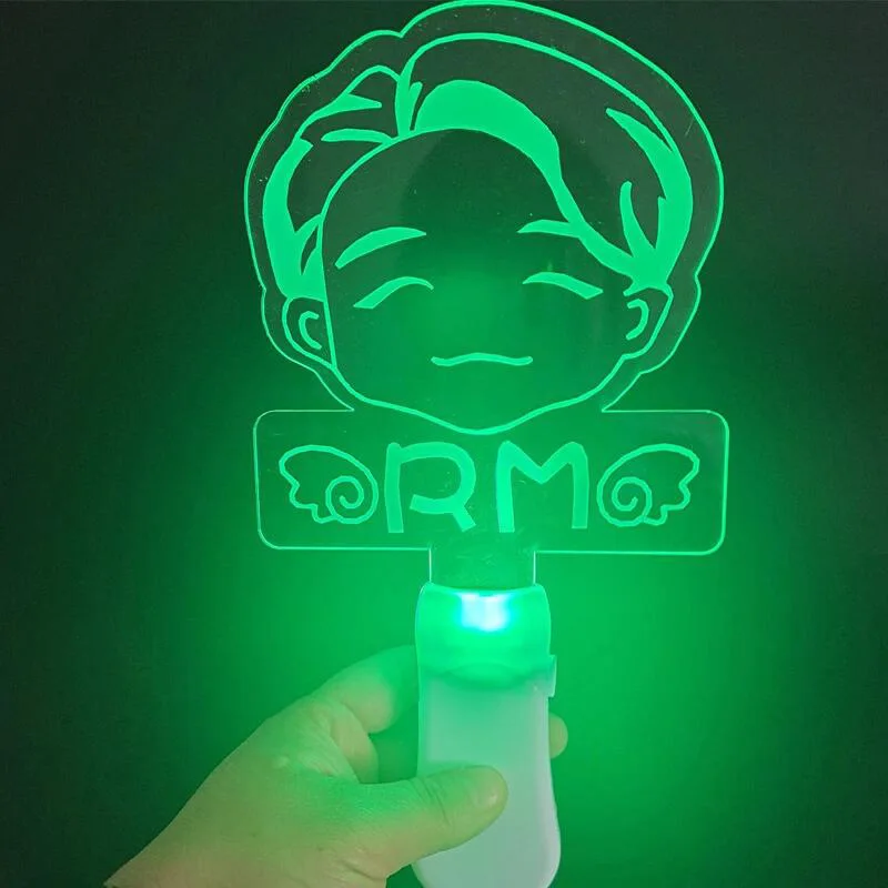 7 Colors Custom KPOP Bangtan Boys Lightstick Acrylic Fluorescent Flashing Stick Cartoon Staff Image Flash Stick for Concert