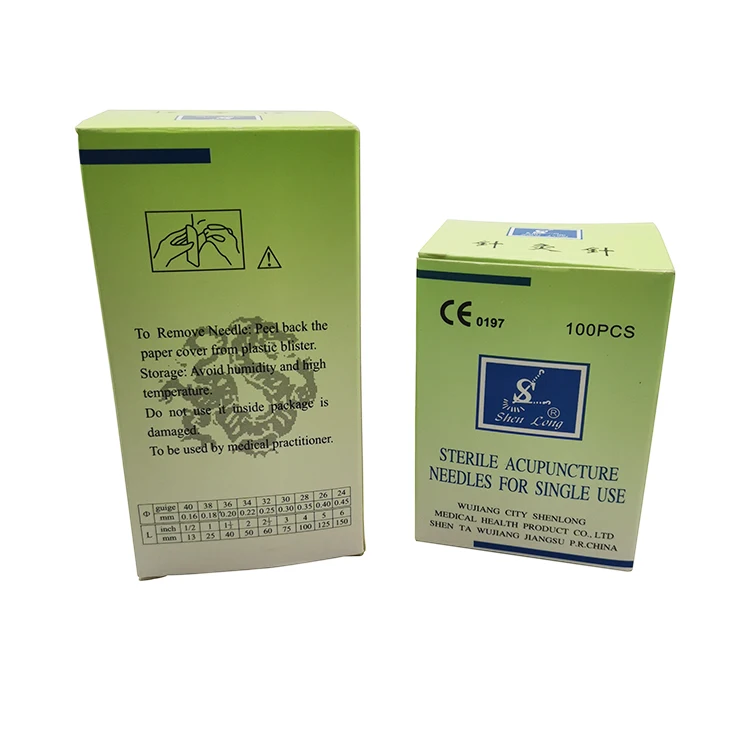 Shen Long Brand 100pcs/box 0.25X25mm Disposable Stainless Steel Handle Acupuncture Needles with CE with Tube