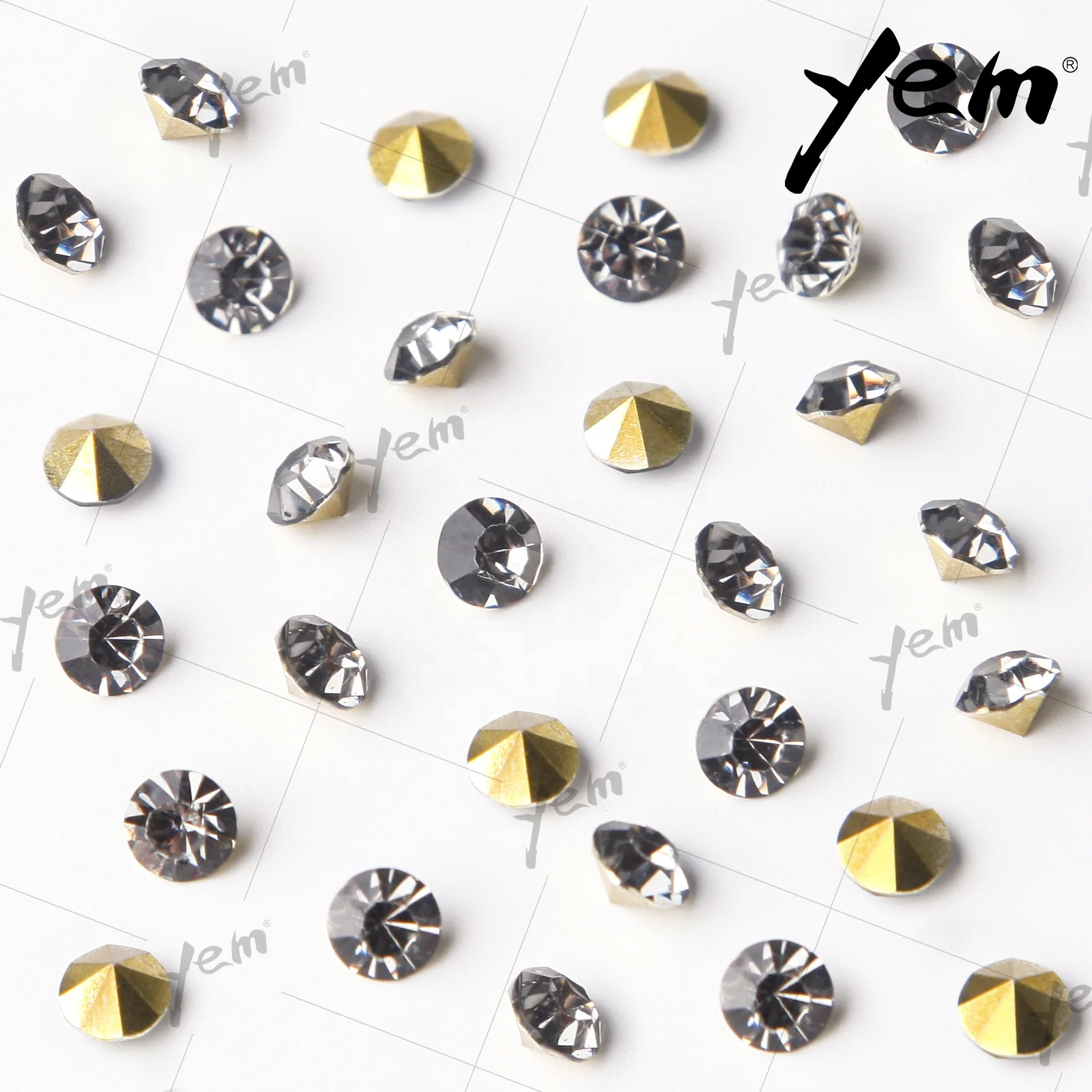 Кристаллы YEM, горный хрусталь, камень из смолы SS6 SS8 SS10 SS12 SS14 SS16 SS45, заостренная обратная сторона, Необычные горный хрусталь без горячей фиксации