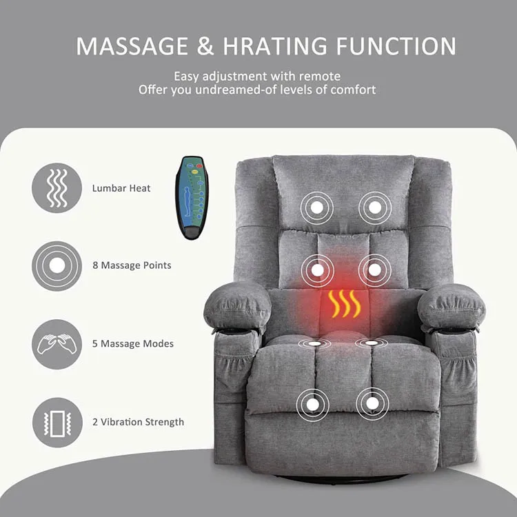 Modern Leather Swivel Power Electric Heat and Massage Recliner Living Room Furniture Corner Sofa Home Theater Lift Chair
