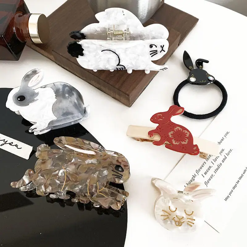 12cm Acetate Giant Rabbit Accesorios Para El Cabello Shark Hair Claw Sweet Cute Clamps Clips For Girl Hair Clips For Women