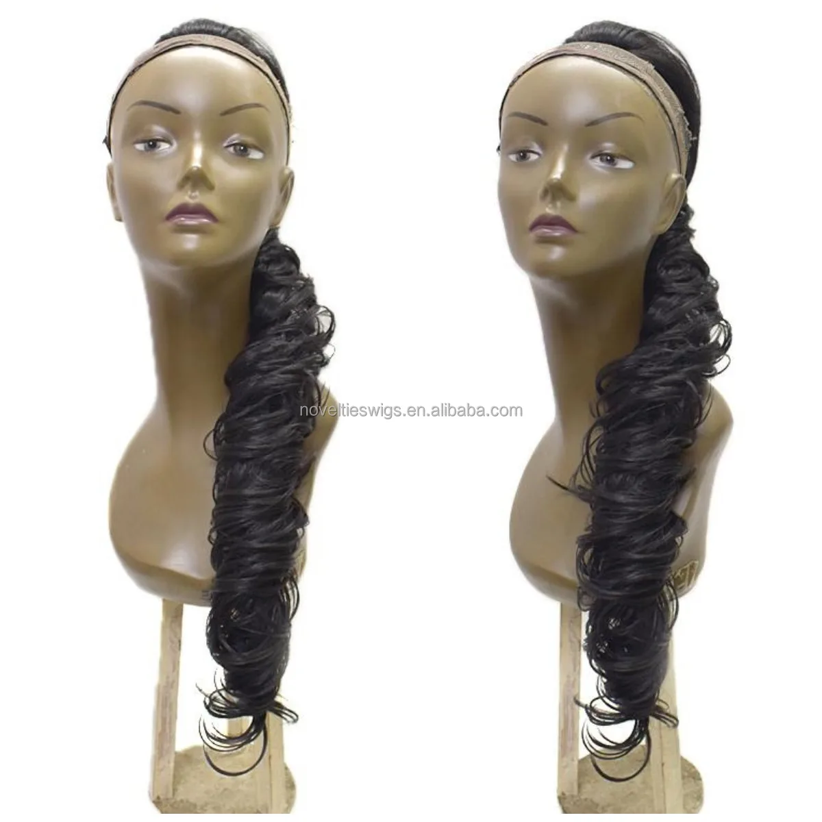 Novelties Attachment Body Loose Water Wave Curls Clip In Pony Tails Drawstring Ponytail Hair Extensions Synthetic Hair Ponytails