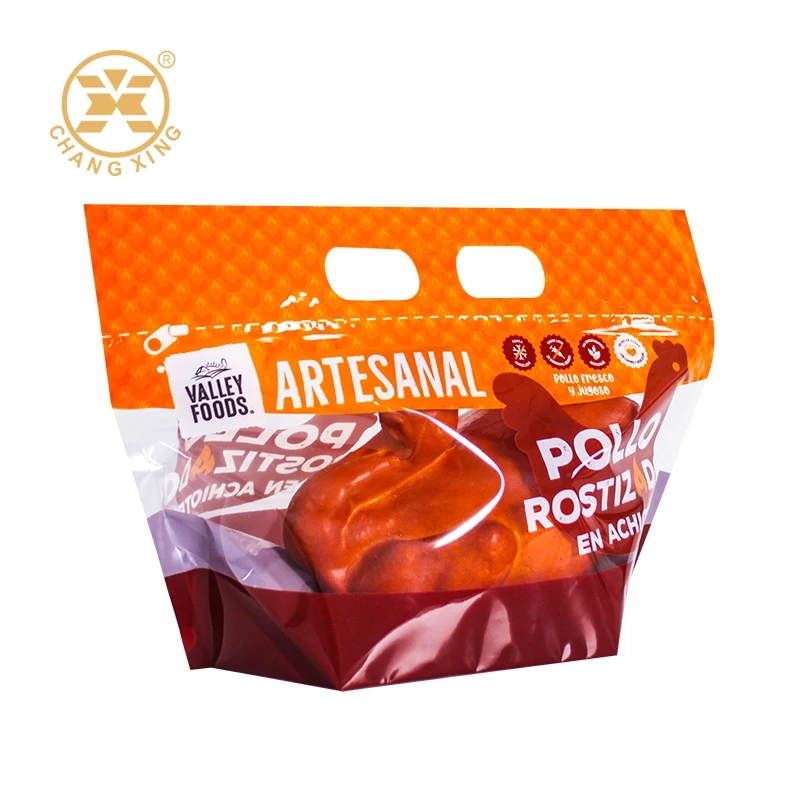 Bolsa Para Pollo Anti-Fog Stand up Pouch Resealable Roasted Chicken Packaging Bags With Handle Rotisserie Chicken Bags
