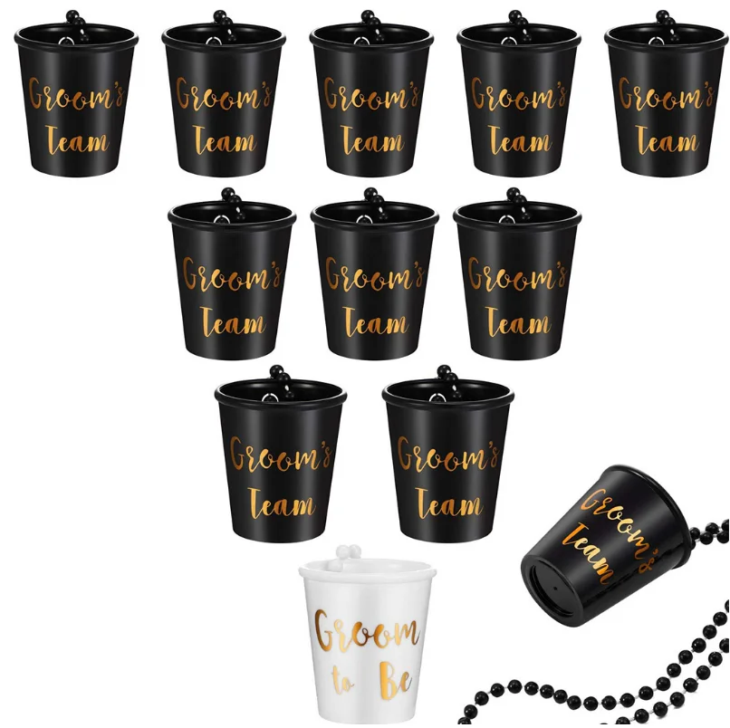 Rose Red/Pink/Black and White with Gold Foil for Bachelor/Bachelorette Party Necklace Bridal Shot Glass Necklace Supplier