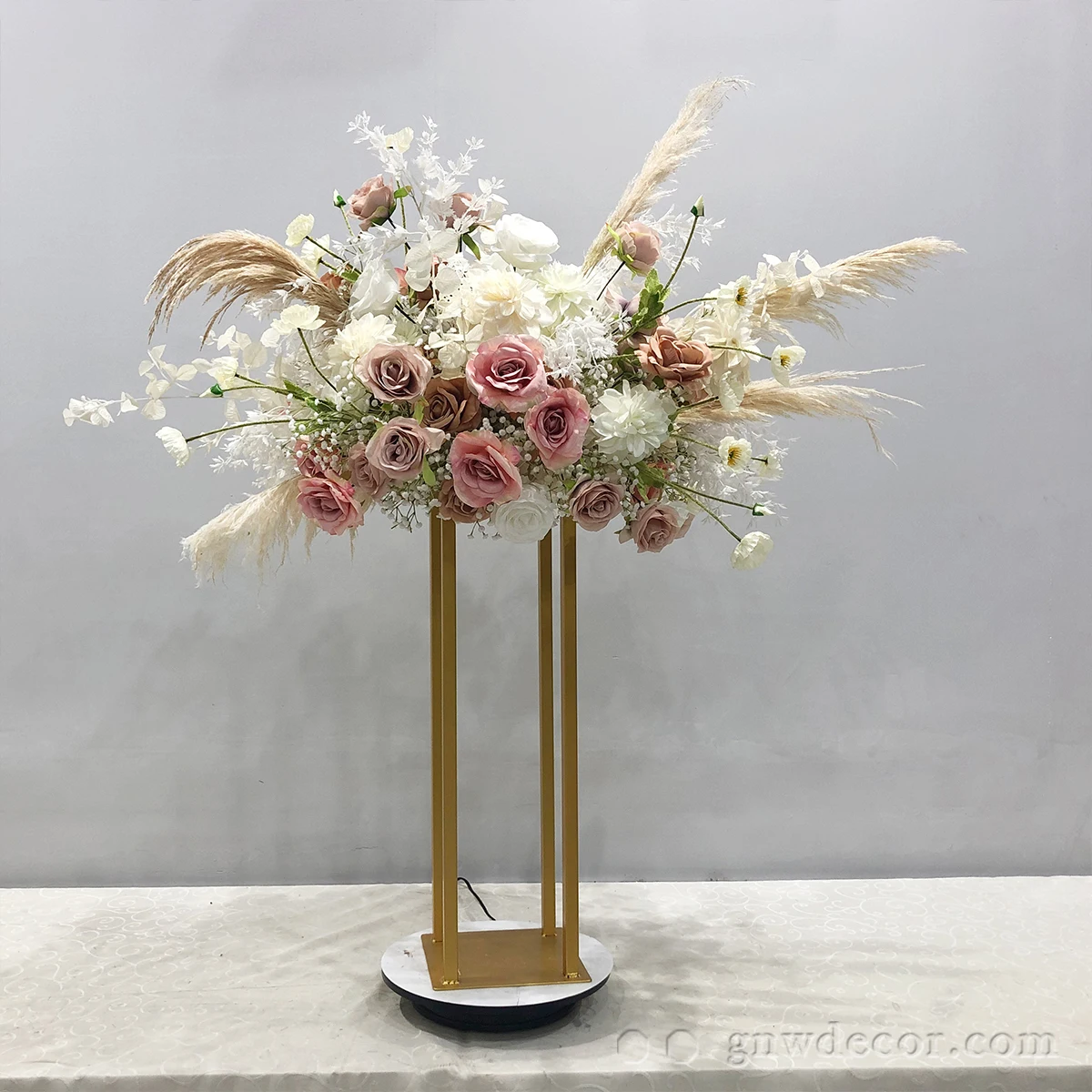 Custom Artificial White Wisteria Flower Ball Arrangement Garland Decorative Stand Wedding Table Centerpiece