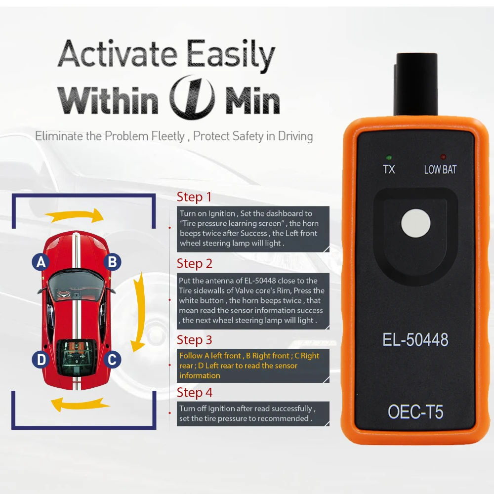  El-50448 Oec-t5 система контроля давления в шинах Система датчик воздуха Инструмент активации цифровой
