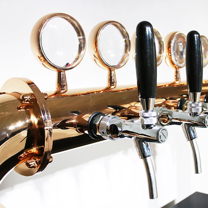 U Tower Stainless Steel 4 Tap Tower 102mm Beer Dispensing Equipment Draft Beer Tower (Gold)
