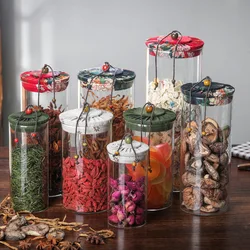 High quality fast delivery heat-resistant glass tea cabs candy storage jar food grade container borosilicate jars cloth cover
