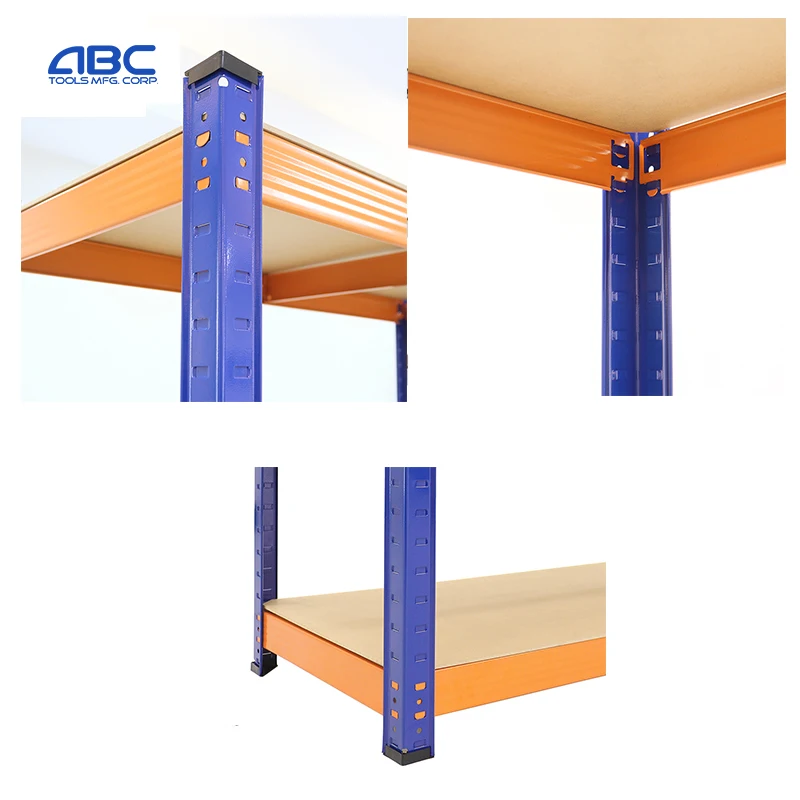 Rack Besi Biru Kuning 2 in 1Rak kukuh Rak Besi Bertingkat Blue Orange Boltless Slotted Office Rack