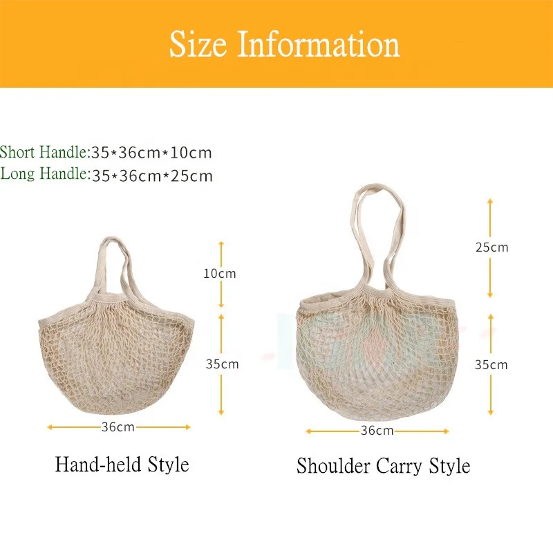 Reusable Organic Cotton Net Mesh Gruit Packaging Bags Shopping Grocery Bag Fruit Cotton Net Mesh Produce Bag