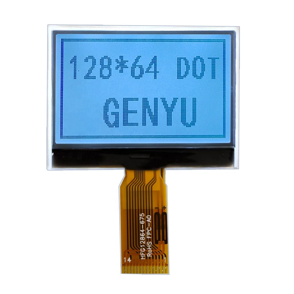 В наличии, Fstn 1,88 дюймов 128*64 Графический ЖК-дисплей St7567 Cog Fpc 14Pin 12864 точечная матрица 128X64 Lcd Монохромный ЖК-дисплей