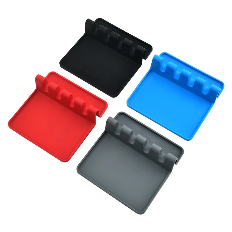 Kitchen Heat Resistant Spoon Rest Ladle Utensil Holder Silicone Utensil Rest With Drip Pad For Multiple Utensils