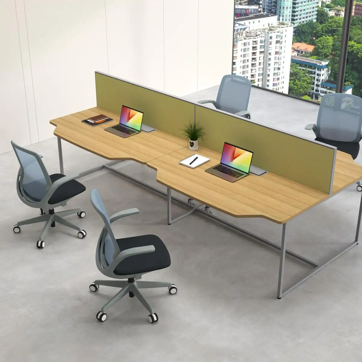 4 person 4 seater office desk workstation sit stand adjustable home electric lifting staff corner workstation office desk