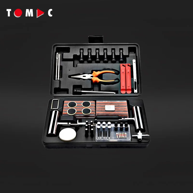 TOMAC 112PCS Professional Tire Repair Kit Auto Puncture Fix Tools Set with Storage Case