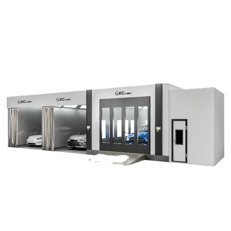 Cheap price painting line with plastic curtain automatic paint booth with prepare station