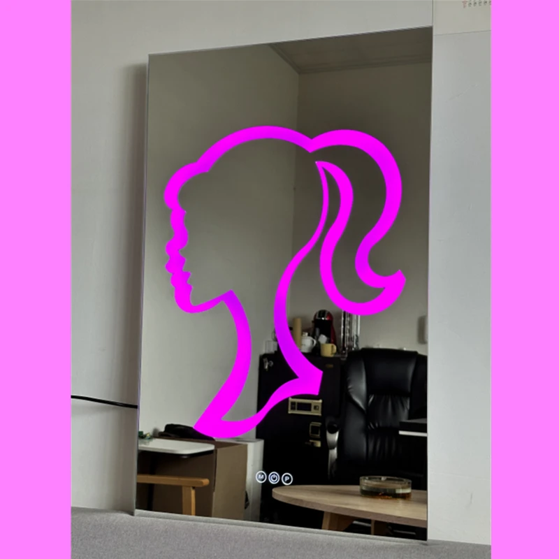 hello cute kitty Fashion make up mirrors pink light touch  switch For Bathroom Irregular Decorative Mirrors