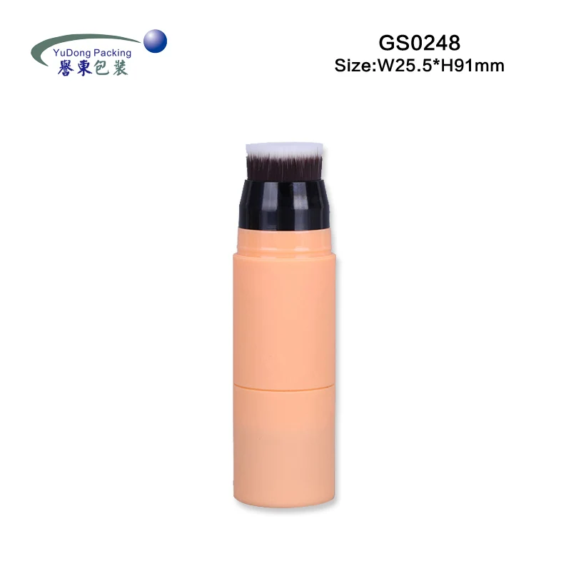 Loose foundation stick powder container with brush
