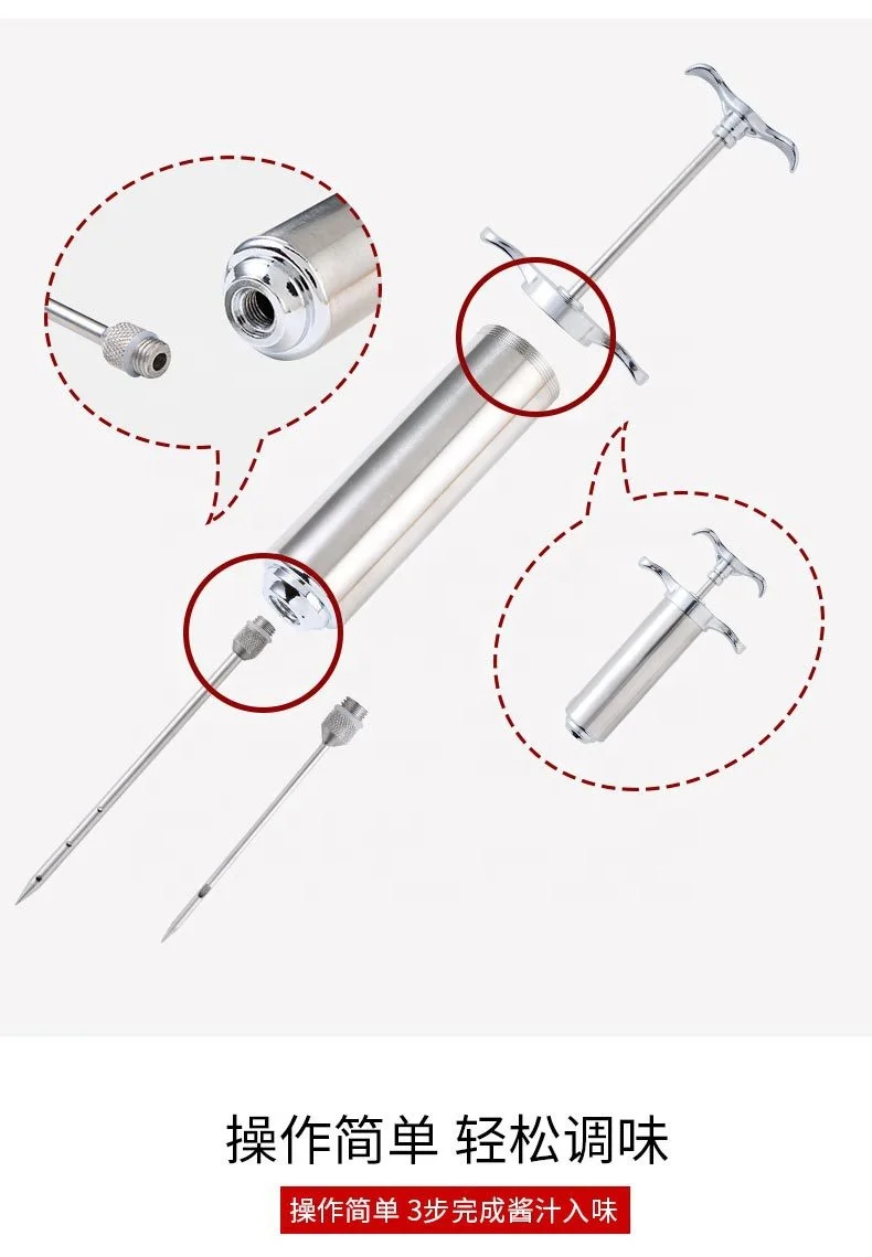 BBQ Accessories set BBQ and Turkey Stainless Steel Meat Injector Syringe