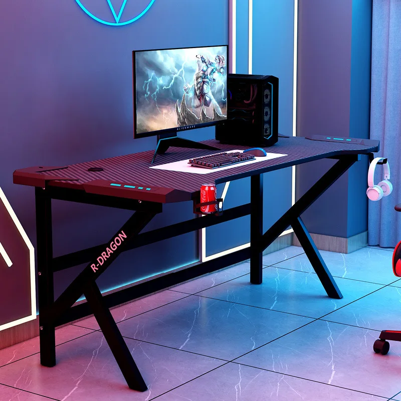 Gaming Table K Shaped Modern Wood Metal Adjustable Lights Led Rgb Pc Game Home Office Computer Desk Gaming Table For Gaming