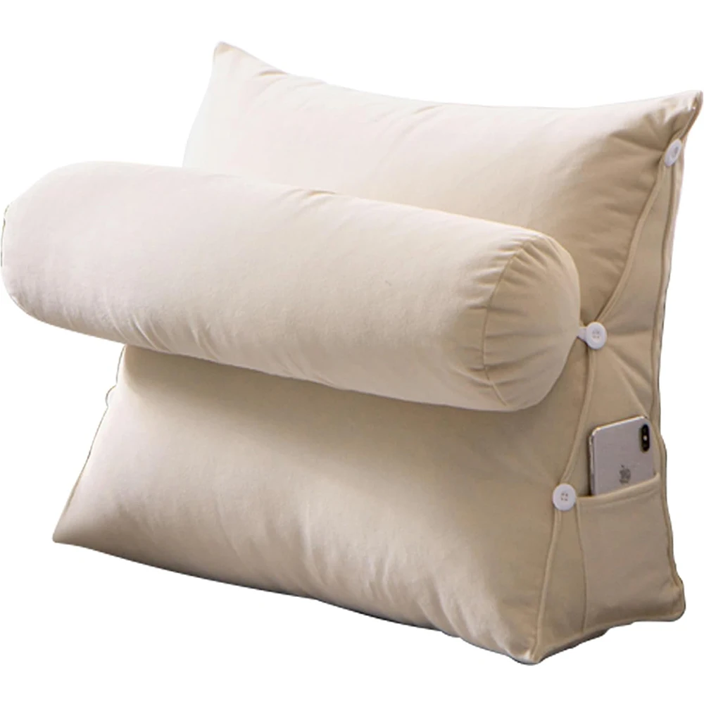 A213 ODM Wedge Reading Pillow Triangle Dorm Bed Backrest Lumbar Back Support Triangular Reading Cushion Bed Headboard Backrest