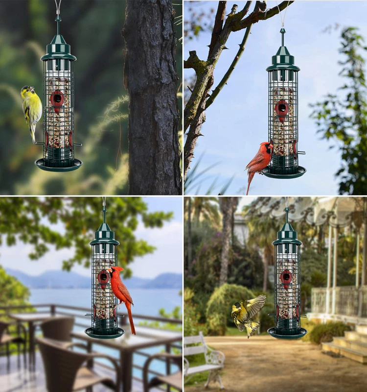 Hanging Wild Seed Aluminum Extra Thick Solid Transparent Steel Hanger Great Attracting Metal Birds Feeder Tube