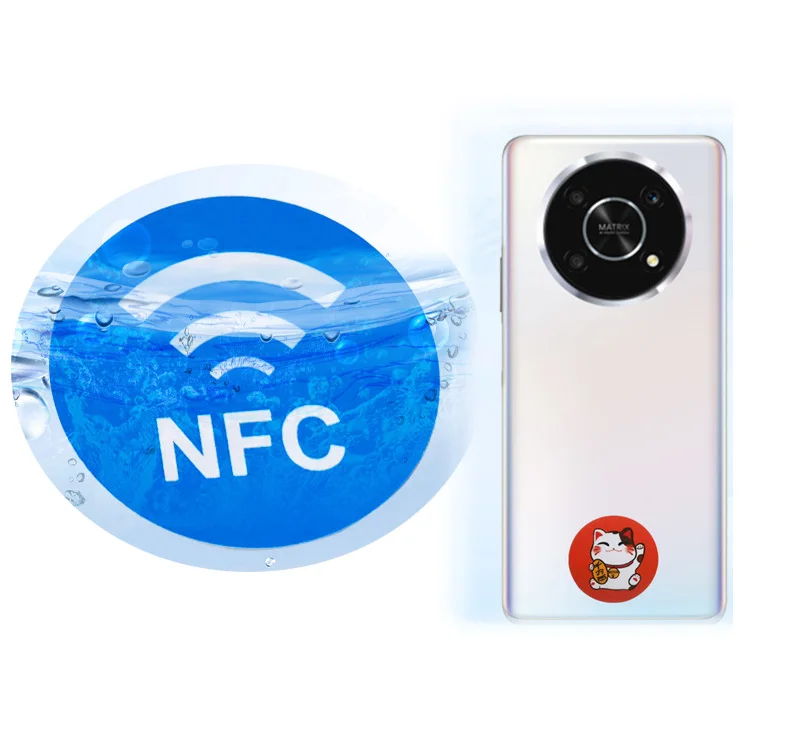 Custom  Waterproof mini RFID labels  NFC Mobile Phone Sticker, Social Media Sharing NFC Tag, Anti metal NFC cards