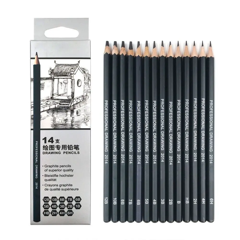 
Artist & Beginners Drawing & Sketching Set,High Quality & Non-Toxic 12 Sketch Pencils (12B,10B...4H,6H)Painting Lines are Smooth 