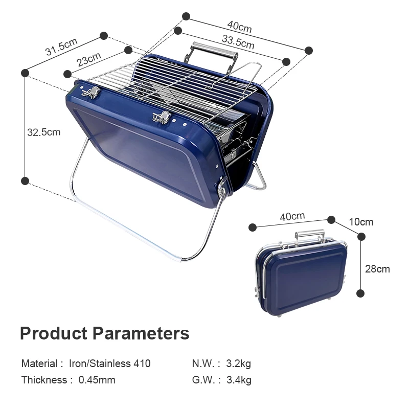 Korean Kebab Grill Outdoor Travelling Camping Table Grill Folding Portable Stainless Steel BBQ Grills