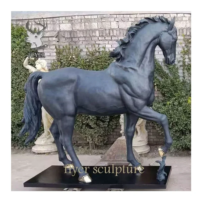 Outdoor entrance decoration giant copper brass horse statue antique bronze roaring horse sculpture