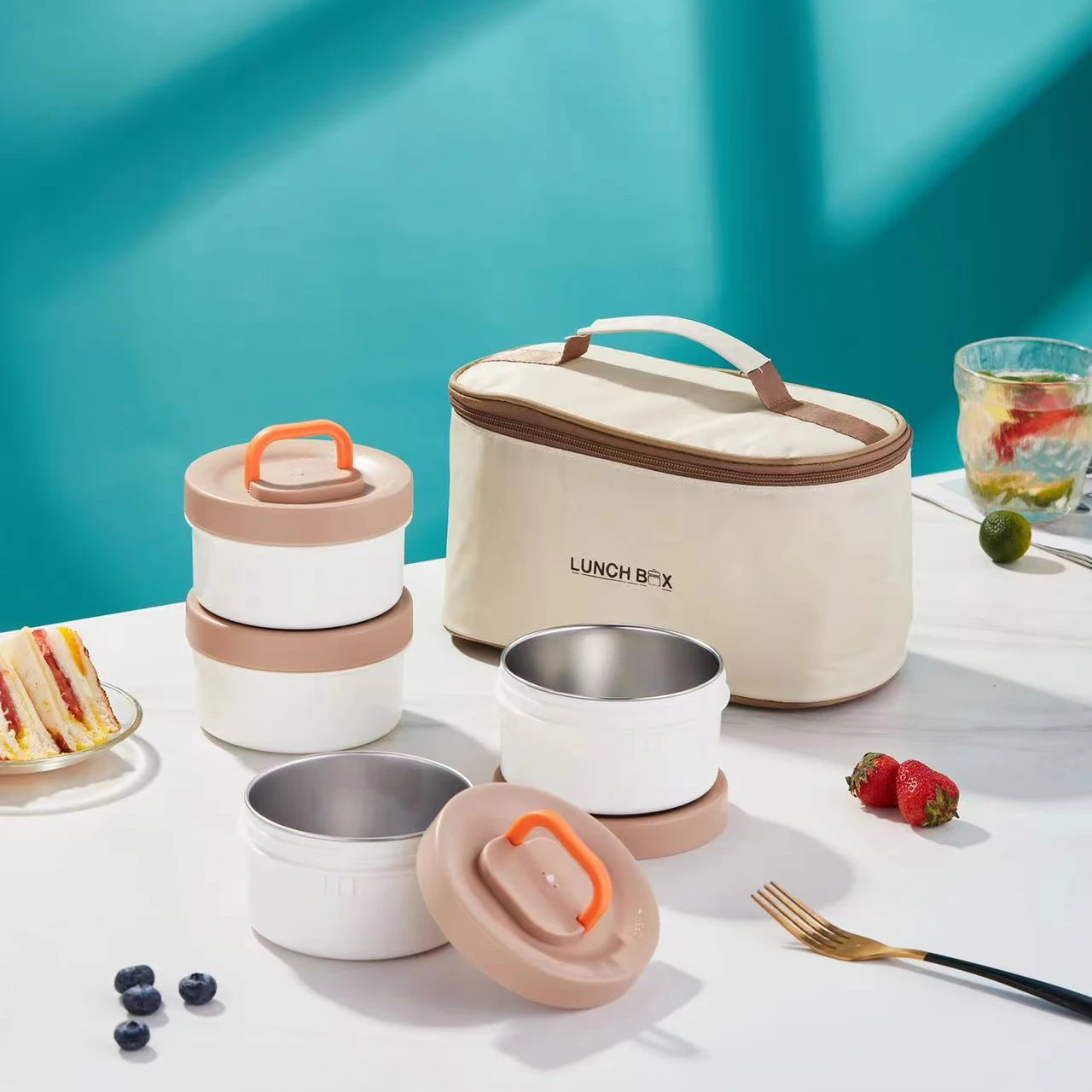 Stainless Steel Food Carrier Container Eco-Friendly Bento Box Multi-Layer Tiffin Box Lunch Box With Insulation Bag