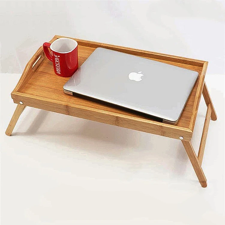 Bamboo breakfast tray with legs lazy person tray folding dinner wooden lazy person bed computer table tray