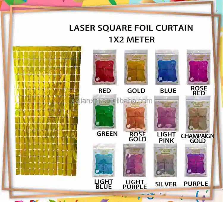 Shimmer Metallic Foil Square Curtain Birthday Wedding Supplies Rose Gold Factory Made White 1.5*3M