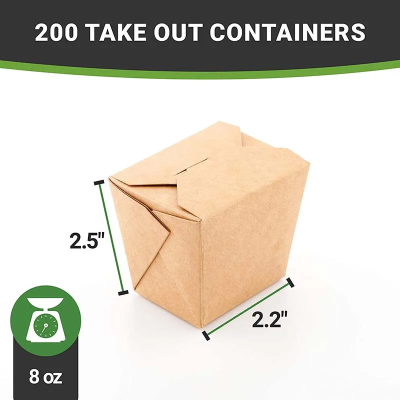 8 Ounce Take Out Boxes, Tab-Lock, Gray Paper Take Home Boxes, Recyclable, For Restaurants