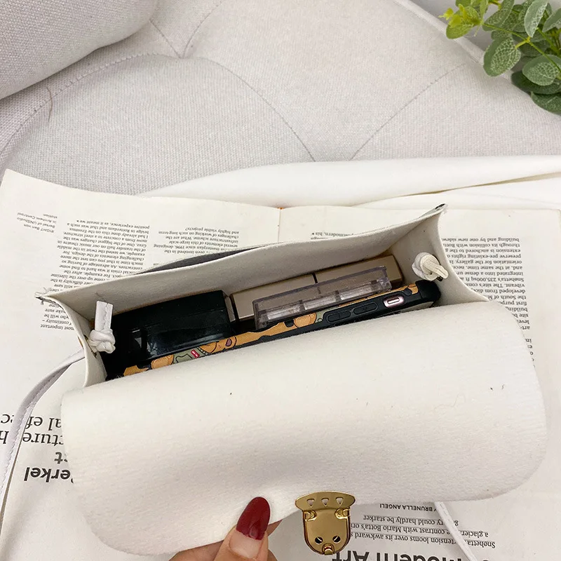 Wholesale 2021 Trendy Fashion Mobile Phone Small Square Bag Color Contrast PU Lattice Messenger Single Shoulder Handbag